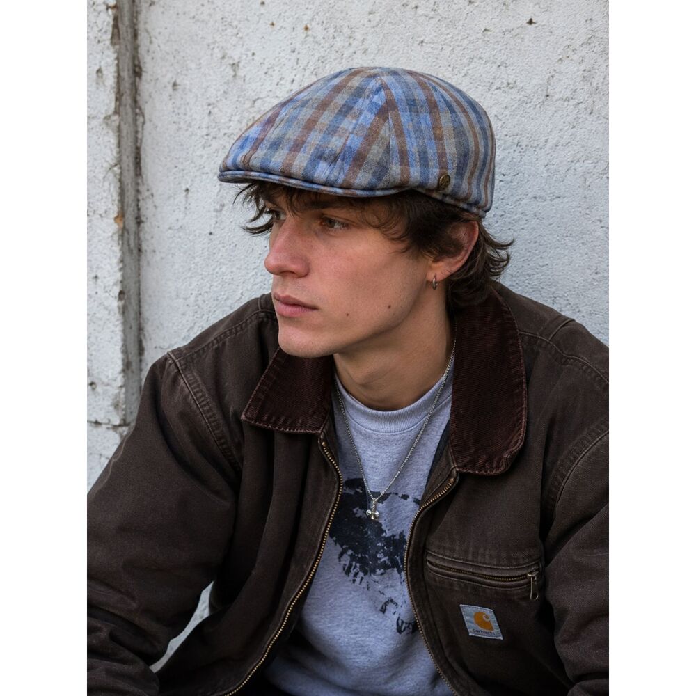 Goorin Bros. Gray Tweed Check Wool Flat Cap Hat   Mens Size Small